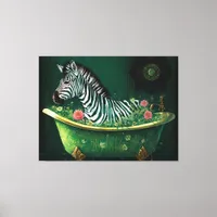 Fun Zebra in a Bathtub Canvas Print