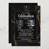 Elegant Black & Gold Marble Birthday Party Invitation