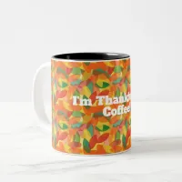 Abstract Leaves Thanksgiving Two-Tone Coffee Mug