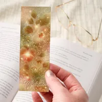 Golden Floral Glow with Sparkling Leaves Bookmarks