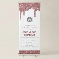 Chic Rose Gold Sparkle Glitter Drips Business Retractable Banner