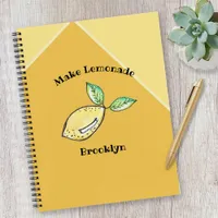 Lemon Summer Yellow Name Modern Cute Add Name Fun Notebook