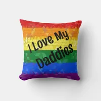 Rainbow Pride Mosaic Love Daddies Throw Pillow