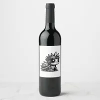 Whimsigoth Cyborg Turtle Vintage Art Design Classi Wine Label