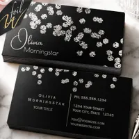 Foil Silver and Black Glitter Confetti Business Cards