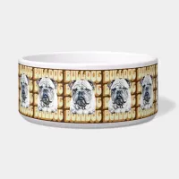 English Bulldog with Retro Font Bowl