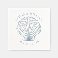 Seashell Beach Wedding Coastal Dusty Blue  Napkins