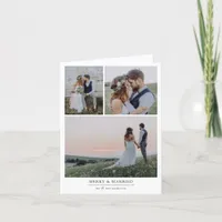 Minimalist 4 Photo Wedding MERRY & MARRIED Folded  Holiday Card