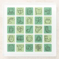 St. Patrick's Hand Drawn Icons ID635 Glass Coaster