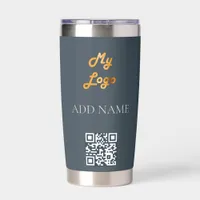 Charlcoal gray logo QR code business corporate Insulated Tumbler