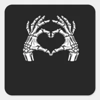 Skeleton Heart Hands Sign Halloween Costume Viral  Square Sticker