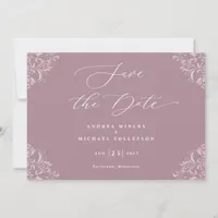 Elegant Mauve Dusty Rose Wedding Save The Date