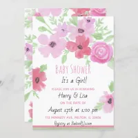 Watercolor Floral Girl's Baby Shower Invitation