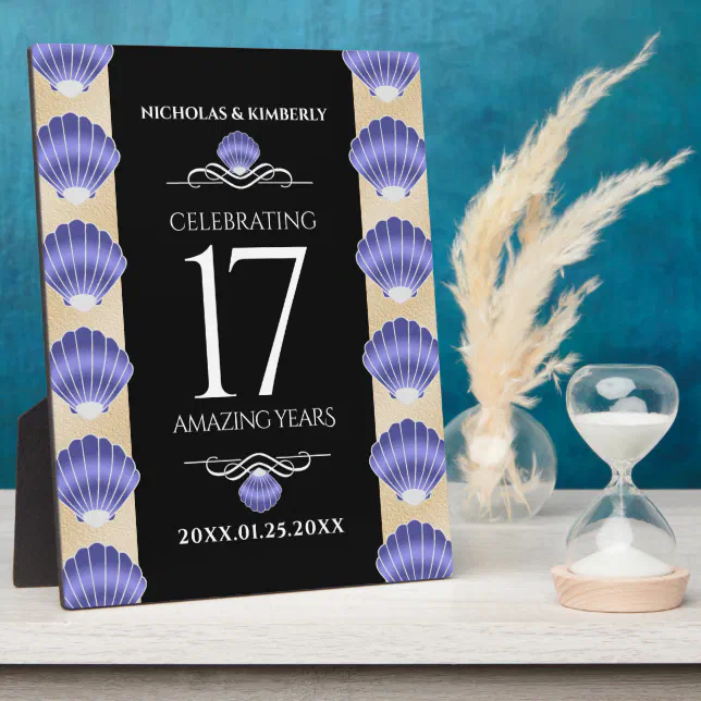 Elegant 17th Shells Wedding Anniversary Plaque