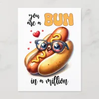 Bun in a Million Hotdog Punny Funny Valentine Postcard