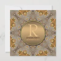 Moroccan Star Dinner Party Gold Invitation