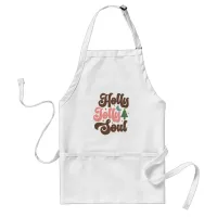 Holly Jolly Soul Retro Groovy Christmas Holidays Adult Apron