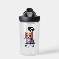 I Love My Cat | Pixel Art Personalized Water Bottle