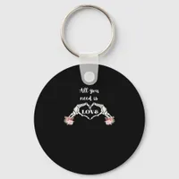 Gothic Valentines Classic - Skeleton Hands Heart  Keychain