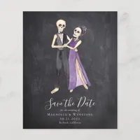 Chalkboard Skeleton Couple Halloween Save the Date