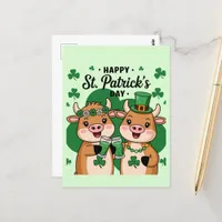 Adorable St Patricks Day Cows  Postcard