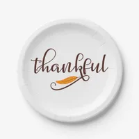 Feather Boho Native Thankful Typography Paper Plates