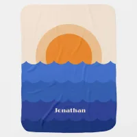 Ocean sunset minimalist scene  baby blanket