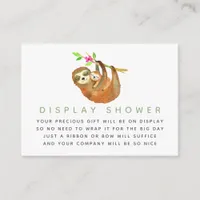 Watercolor Sloth themed Baby Shower Display Shower Enclosure Card