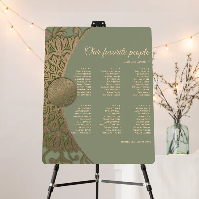 Elegant Modern Sage green & gold classic mandala Foam Board