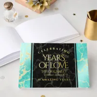 Elegant 11th Turquoise Wedding Anniversary Foil Guest Book