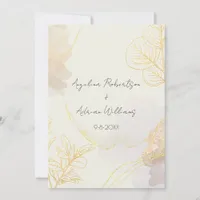 Modern Gold Leaves Watercolor Boho Wedding Invitation