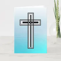 Blue Easter Religious Cross and Quote Card