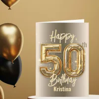 Luxurious Glam Gold and Diamond 50th Birthday Card