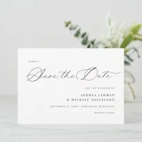 Delicate Calligraphy Modern Simple Wedding Save The Date