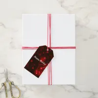 White Snowflakes Deep Red Background Gift Tags