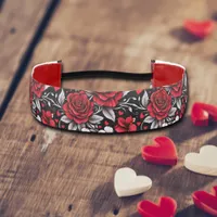 Pretty, Red, Black and White Roses, Hearts  Athletic Headband