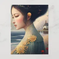 Beautiful Woman at the Sea Postcard