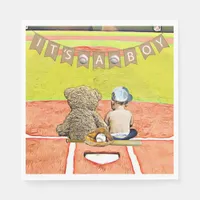 Baseball Themed Boy's Baby Shower Napkins