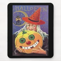 Vintage Witch Halloween Mouse Pad