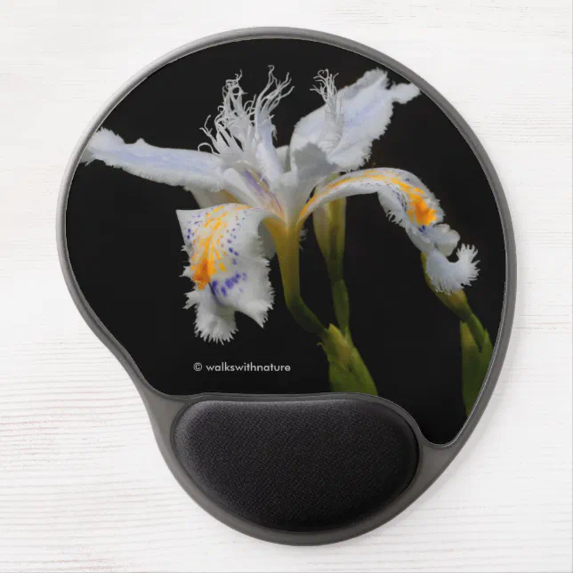 Elegant Floral Crested Shaga Japanese Iris Gel Mouse Pad