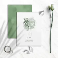 Lush Palm Leaf Wedding Moss Green ID956 Save The Date