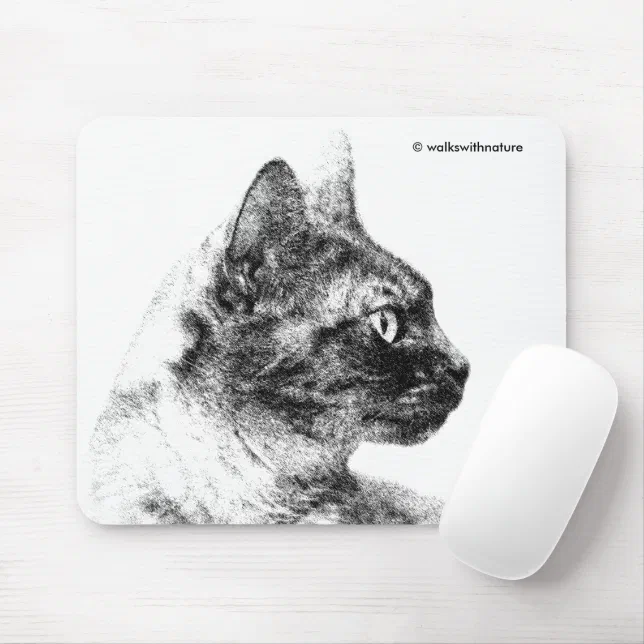 Elegant Stella the Gray Cat Mouse Pad