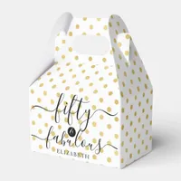 Fifty & Fabulous Gold Polka Dot Name 50th Birthday Favor Boxes