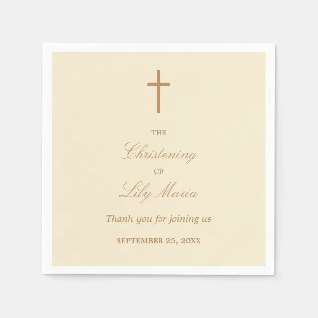 Cream Beige Christening Party Napkins