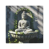 Serene Tranquil Buddha Fountain  Metal Print