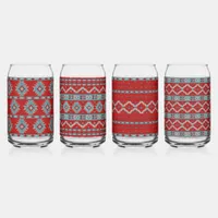 Southwest Mesas Turquoise Geometric Assorted Set Can Glass