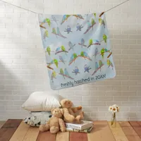 Lots of colorful parakeets - cute little birds     baby blanket