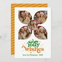 Warm Tangerine Spice Retro Photo Collage Christmas Holiday Card