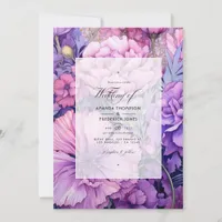 Lilac and Lavender Floral Wedding Invitation