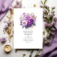 Shades of Purple Floral Wedding Invitation